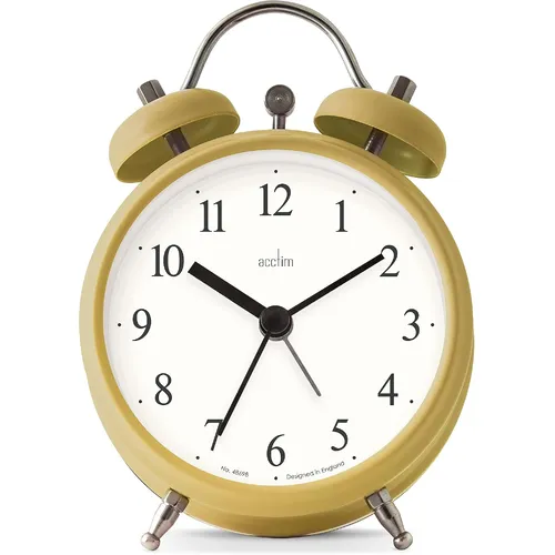 12cm Haven Yellow Double Bell Analogue Alarm Clock By ACCTIM image
