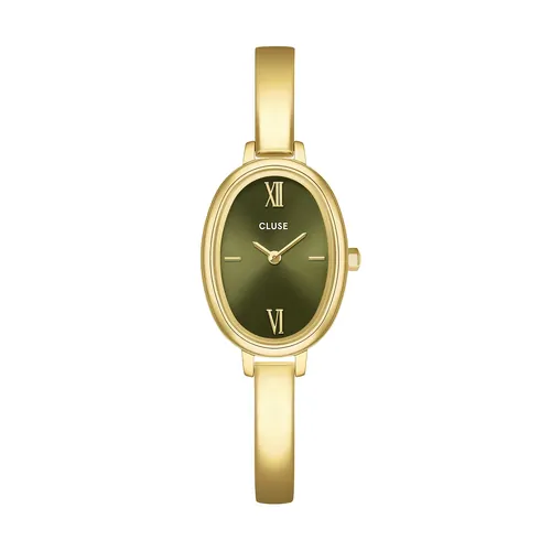 22mm L'Ovale Womens Quartz Watch With Green Oval Dial & Gold Stainless Steel Band By CLUSE image