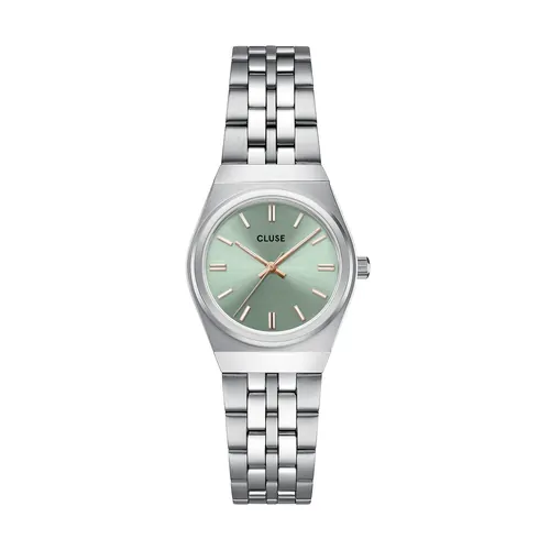 23mm Retro 70's Womens Quartz Watch With Sage Green Dial & Silver Stainless Steel Link Band By CLUSE image