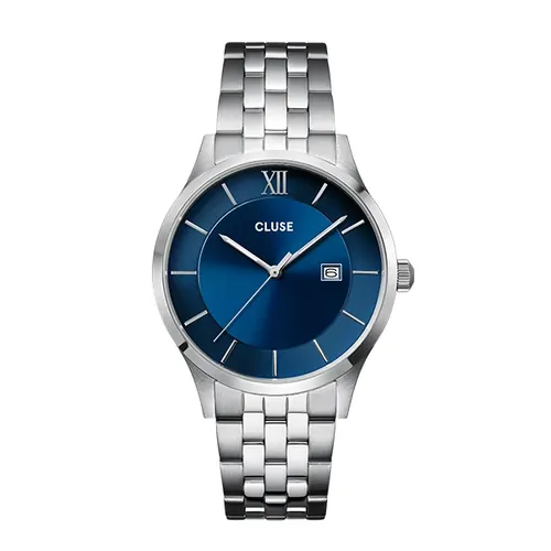 40mm Aravis Mens Quartz Watch With Blue Dial & Silver Stainless Steel Link Band By CLUSE image