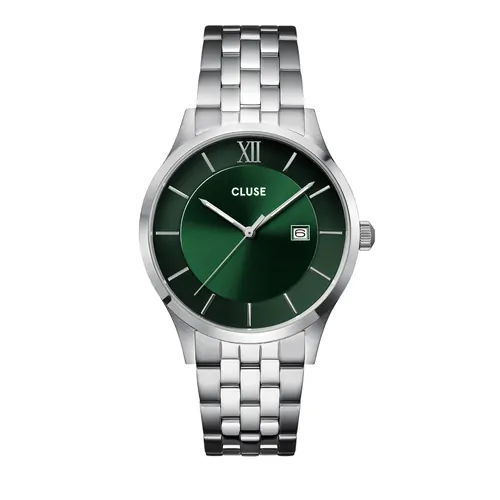 40mm Aravis Mens Quartz Watch With Green Dial & Silver Stainless Steel Link Band By CLUSE image