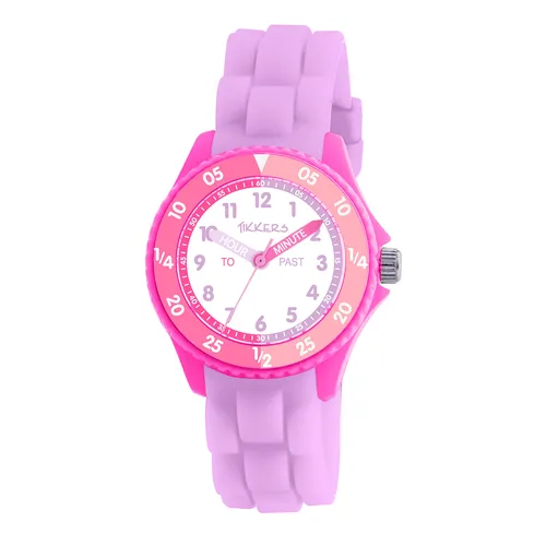 Time Teacher Lilac & Pink Youth Quartz Watch With Silicone Strap By TIKKERS image