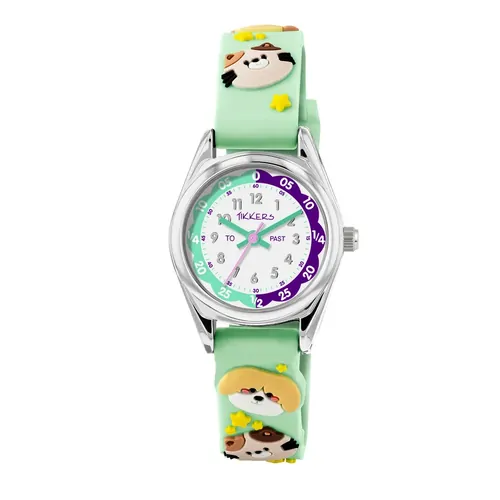 Time Teacher 3D Green Animals Kids Watch With Silicone Strap By TIKKERS image