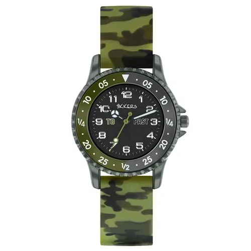 Time Teacher Adventure Green Camouflage Kids Watch With Silicone Strap By TIKKERS image