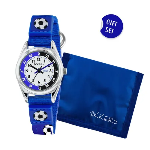Time Teacher 3D Blue Football Kids Watch Gift Set With Wallet By TIKKERS image
