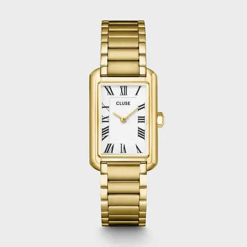 21mm Belisenna Womens Quartz Watch With Rectangular White Dial & Gold Stainless Steel Link Band By CLUSE image
