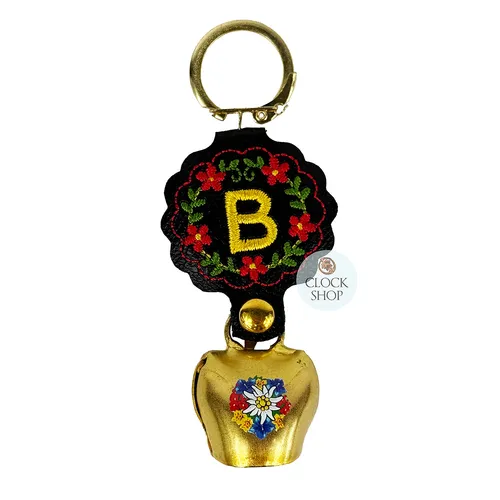 Embroidered Initial Bell Keyring (initial "b")