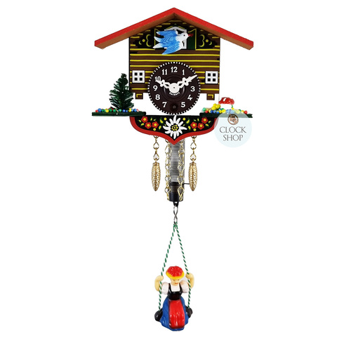 Swiss House Mechanical Chalet Clock With Swinging Doll 10cm By TRENKLE image