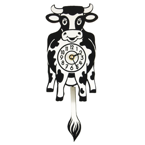 Cow Battery Clock With Moving Tail By TRENKLE