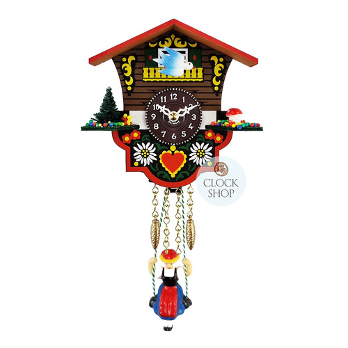 Swiss House Battery Chalet Clock With Swinging Doll 12cm By TRENKLE