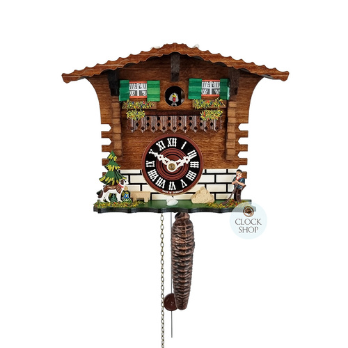 Alphorn 1/4 Hour 1 Day Mechanical Chalet Cuckoo Clock 17cm By TRENKLE image