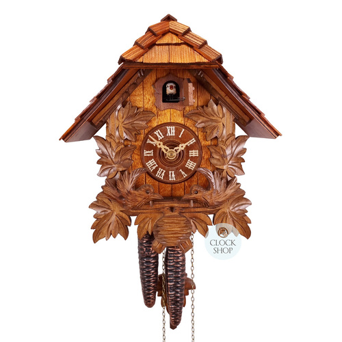 Leaves & Moving Birds 1 Day Mechanical Chalet Cuckoo Clock 24cm By ROMBA
