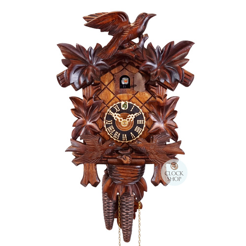 Moving Birds 1 Day Mechanical Carved Cuckoo Clock 32cm By HÖNES image