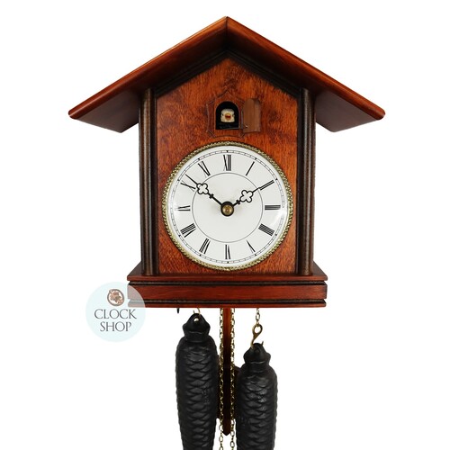 Walnut 8 Day Mechanical Modern Chalet Cuckoo Clock 25cm By ROMBA