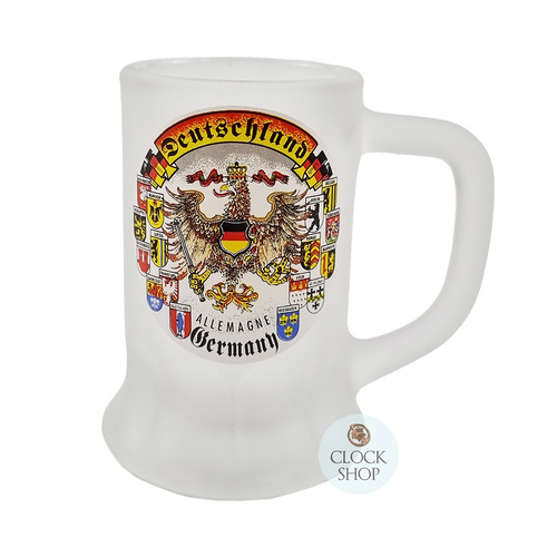 Mini Stein Frosted Shot Glass With German Coat Of Arms & State Flags
