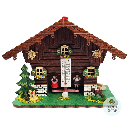 13cm Chalet Weather House with Cow By TRENKLE image