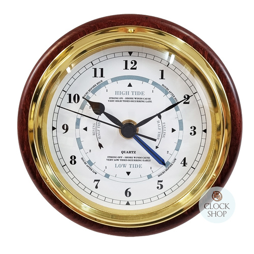 17cm Mahogany Quartz Time & Tide Clock By FISCHER image