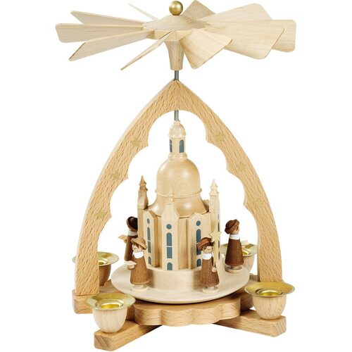 19cm Church Of Our Lady & Carollers Christmas Pyramid By Richard Glässer image