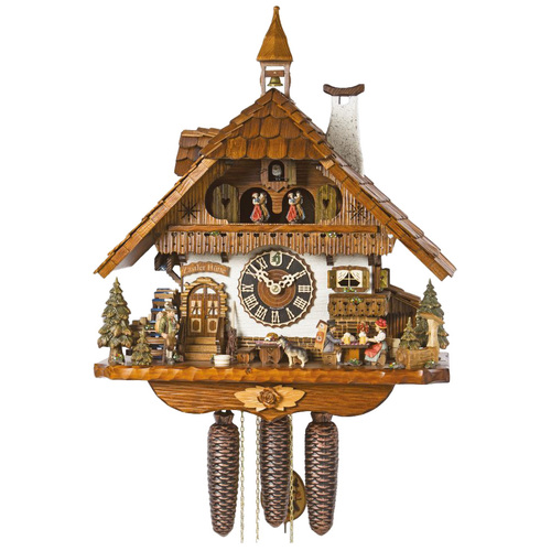Zastler Hut 8 Day Mechanical Chalet Cuckoo Clock With Dancers 52cm By HÖNES image