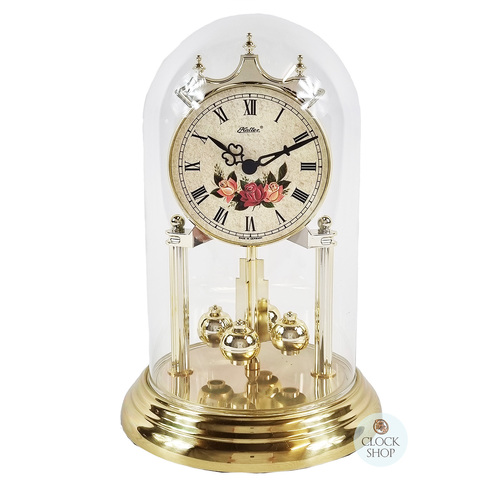 23cm Gold Anniversary Clock With Floral Dial By HALLER image