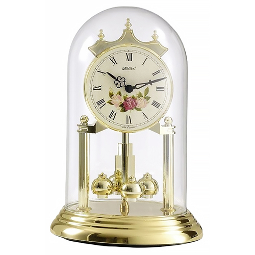 23cm Gold Anniversary Clock With Floral Dial By HALLER