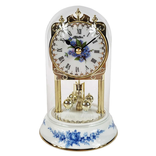 16cm White & Gold Porcelain Anniversary Clock With Decorative Dial By HALLER
