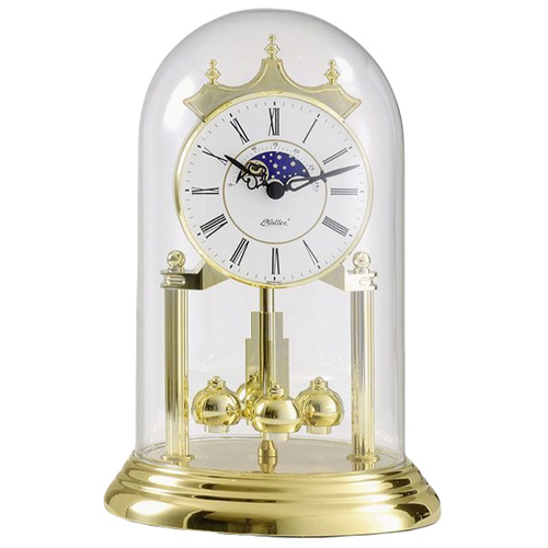 23cm Gold Anniversary Clock With White Dial & Moon Phase By HALLER