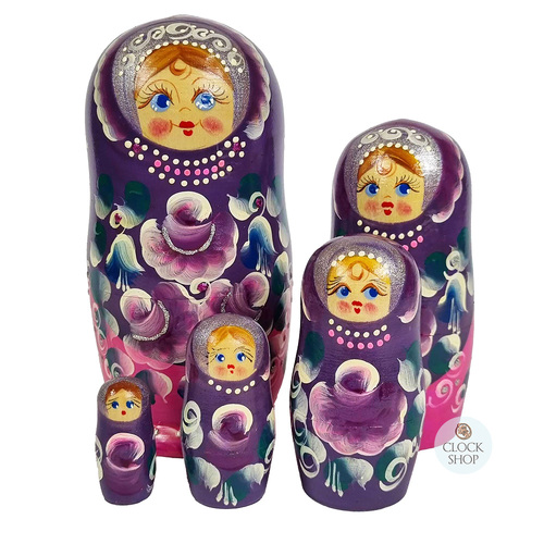 Floral Russian Dolls- Purple 15cm (Set Of 5)