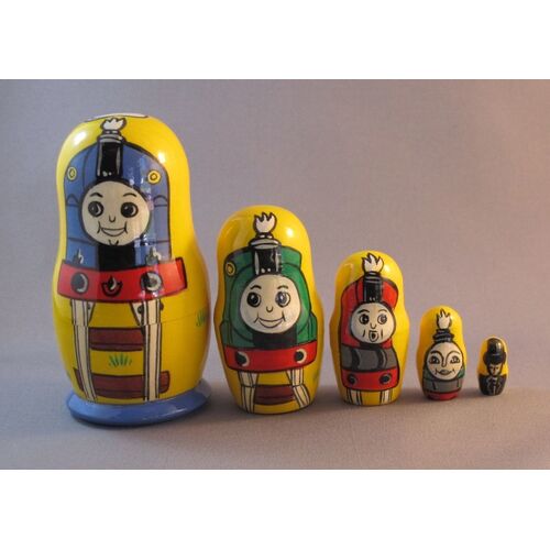 Thomas The Tank Engine Russian Nesting Dolls Yellow Large 5 Set 17cm