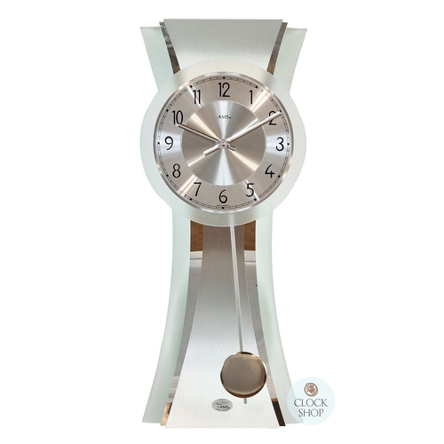 63cm Silver & Aluminium Pendulum Wall Clock By AMS 