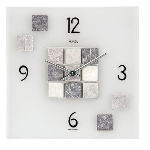 30cm Stone & Frosted Glass Square Wall Clock By AMS