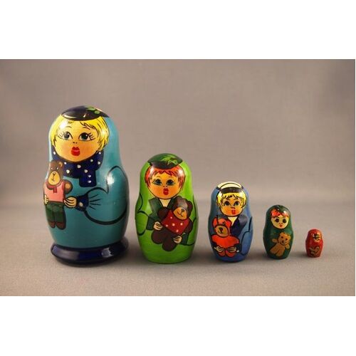 Tin Solider With Bear Russian Nesting Dolls Small 5 Set 11cm