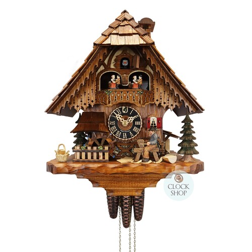 Shingle Cutter & Water Wheel 1 Day Mechanical Chalet Cuckoo Clock With Dancers 36cm By HÖNES image