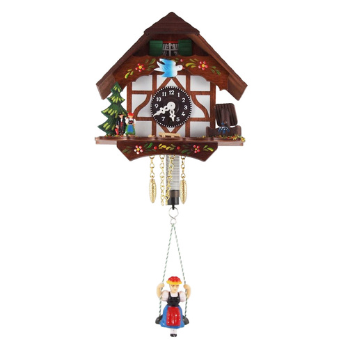 Tudor House Mechanical Chalet Clock With Swinging Doll 15cm By TRENKLE
