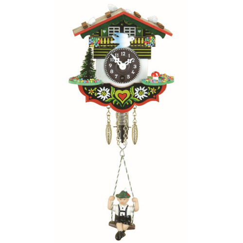 Swiss House Mechanical Chalet Clock With Swinging Doll 11cm By TRENKLE image