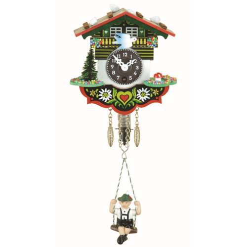 Swiss House Mechanical Chalet Clock With Swinging Doll 11cm By TRENKLE