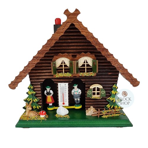 18cm Chalet Weather House with Deer & Fence By TRENKLE