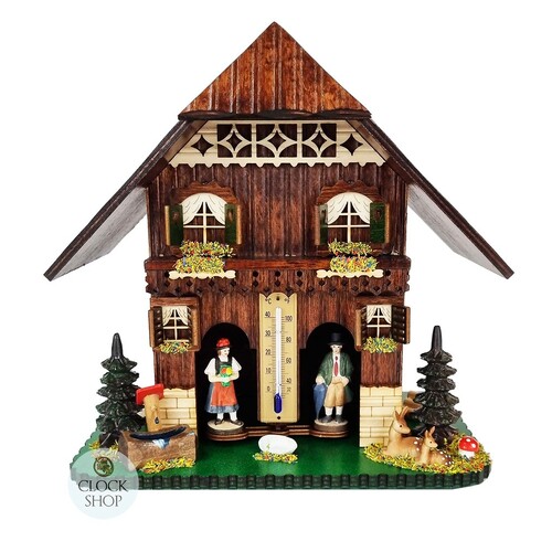 23cm Chalet Weather House with Deer By TRENKLE