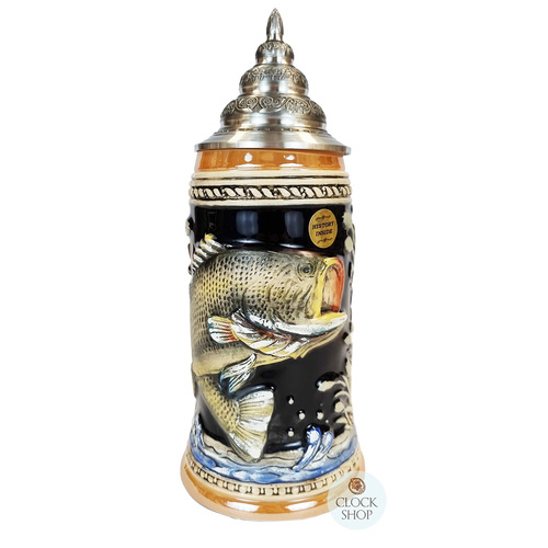 Fishing Beer Stein With Pewter Lid By KING 