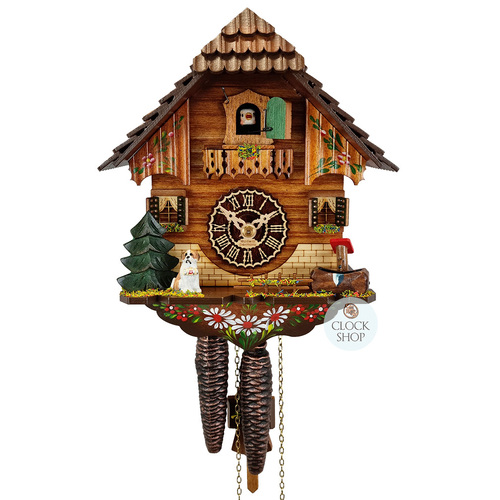 Dog & Water Trough 1 Day Mechanical Chalet Cuckoo Clock 22cm By TRENKLE image