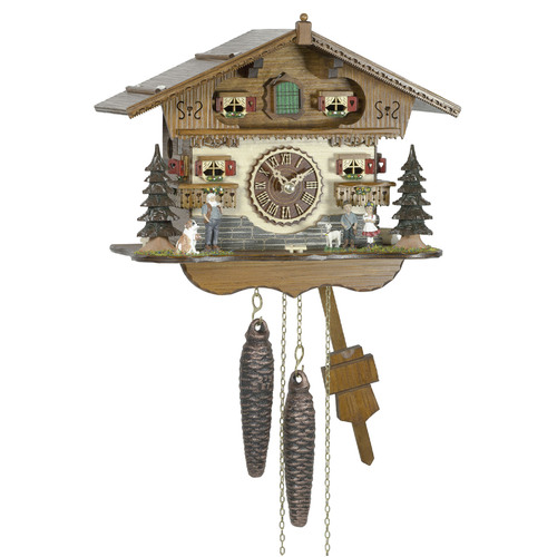 Heidi House 1 Day Mechanical Chalet Cuckoo Clock With Goat & Dog 27cm By TRENKLE