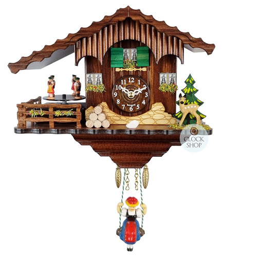 Forest Cabin Battery Chalet Kuckulino With Dancers & Swinging Doll Girl 17cm By TRENKLE