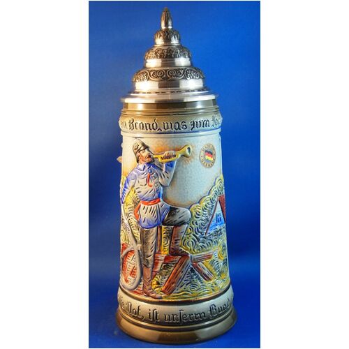 Fire Brigade Beer Stein With Pewter Lid By KING