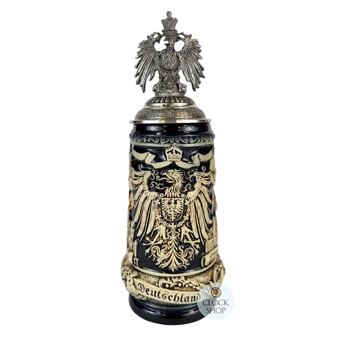 Deutschland Coat Of Arms Beer Stein With Pewter Eagle On Pewter Lid By KING
