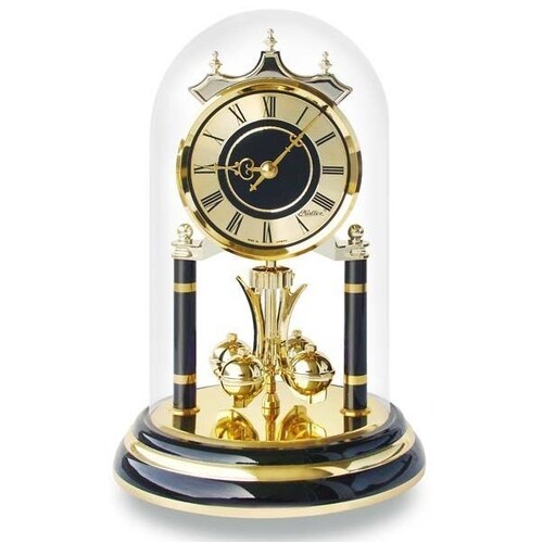 23cm Black & Brass Anniversary Clock By HALLER
