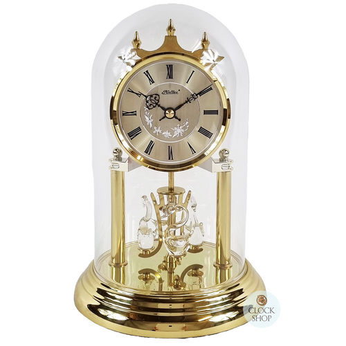 23cm Gold Anniversary Clock With Crystal Swans & Gold Dial By HALLER image