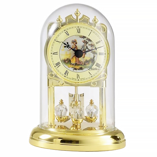 16cm Gold Anniversary Clock With Victorian Era Painting By HALLER