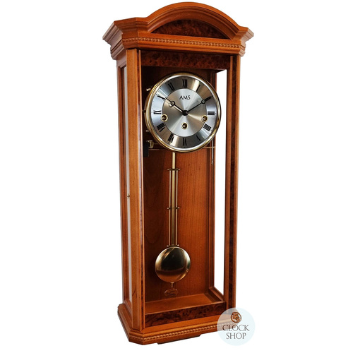 66cm Cherry 8 Day Mechanical Chiming Wall Clock By AMS image