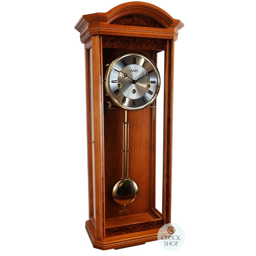 66cm Cherry 8 Day Mechanical Chiming Wall Clock By AMS