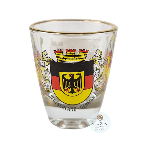 Glass Shot Glass With German Crest 